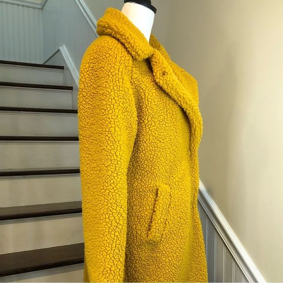 LUCKY BRAND Golden Long Sherpa Teddy Coat w Snap Closure & Hand Pockets Sz XS